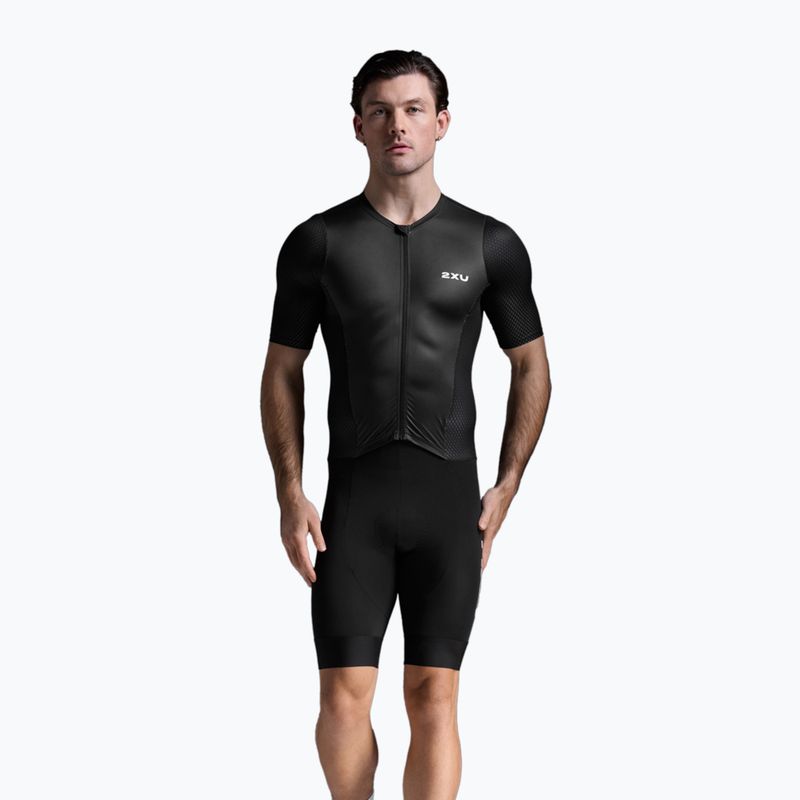 Kombinezon triathlonowy męski 2XU Aero Hex Sleeved black/white 2