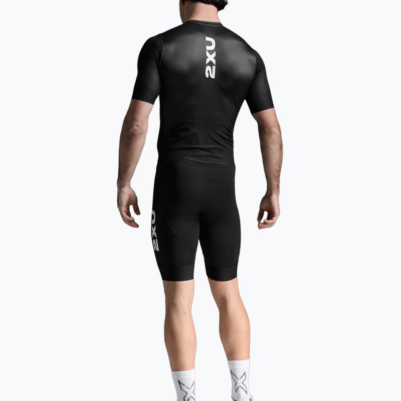 Kombinezon triathlonowy męski 2XU Aero Hex Sleeved black/white 3