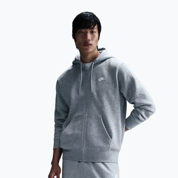 Bluza męska Nike Club Full Zip Hoodie dark grey heather/light smoke grey/white