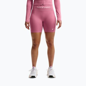 Spodenki treningowe damskie Nike Pro Seamless High Waisted Biker 5" peony/white