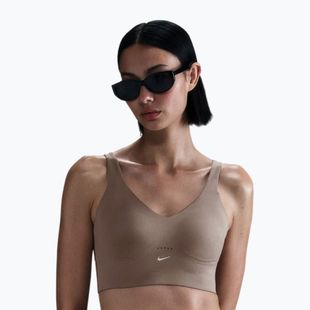 Biustonosz treningowy Nike Alate Medium Support Longline mink brown/white