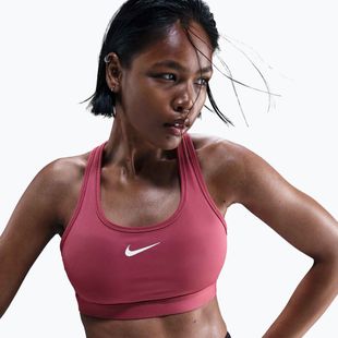 Biustonosz treningowy Nike Swoosh Medium Support sweet beet/white