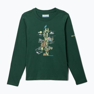 Longsleeve trekkingowy dziecięcy Columbia Dobson Pass Graphic Tee rain forest/hike on