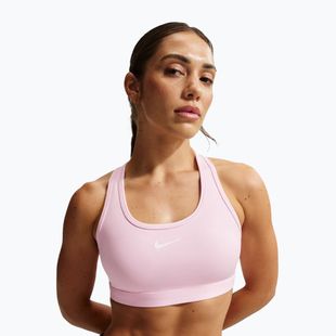 Biustonosz treningowy Nike Swoosh Medium Support pink foam/stone mauve/white