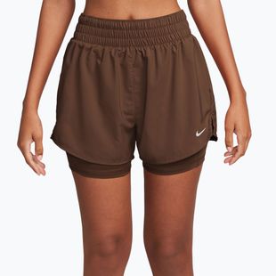 Spodenki damskie Nike One Dri-Fit High-Waisted 3" 2In1 cacao wow/white