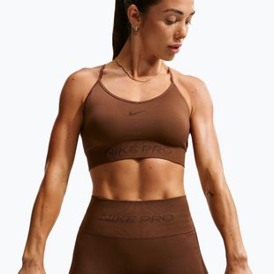 Biustonosz treningowy damski Nike Pro Seamless Light Support Sports Bra cacao wow