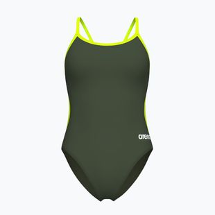 Strój pływacki jednoczęściowy damski arena Lace Back Solid dark sage/artic lime