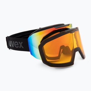 Gogle narciarskie UVEX Evidnt Attract V + case black matt/mirror rainbow clear/yellow