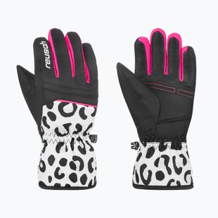 Rękawice narciarskie dziecięce Reusch Alan Junior white/grey leopard