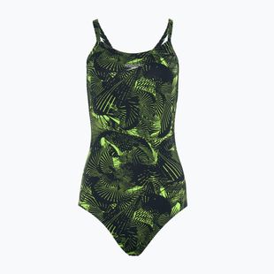 Strój pływacki jednoczęściowy damski Speedo Allover Fixed Crossback black/atomic lime