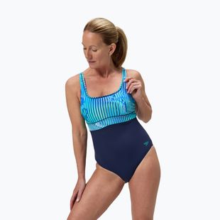 Strój pływacki jednoczęściowy damski Speedo Shaping Contour Eclipse Printed turquoise gem