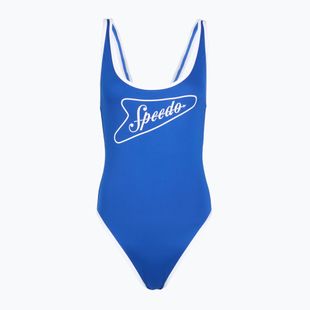 Strój pływacki jednoczęściowy damski Speedo Solid Bound Scoop turkish sea/bright white