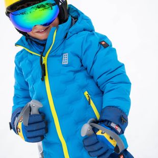 Kurtka narciarska dziecięca LEGO Lwjipe 706 blue/lime