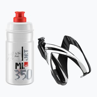 Zestaw rowerowy Elite CEO Kit Jet koszyk + bidon 350 ml black glossy/white graphics/clear/logo red