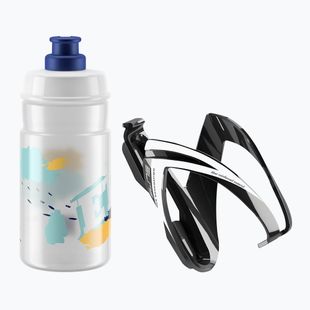 Zestaw rowerowy Elite CEO Kit Jet koszyk + bidon 350 ml black glossy/white graphics/clear/logo blue