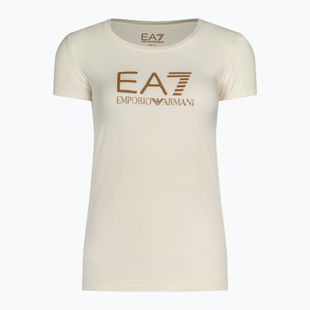 Koszulka damska EA7 Emporio Armani Train Shiny pristine/logo brown
